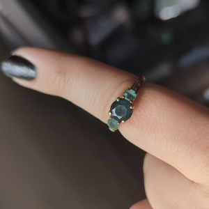 7.5 promise ring with sapphire and blue topaz